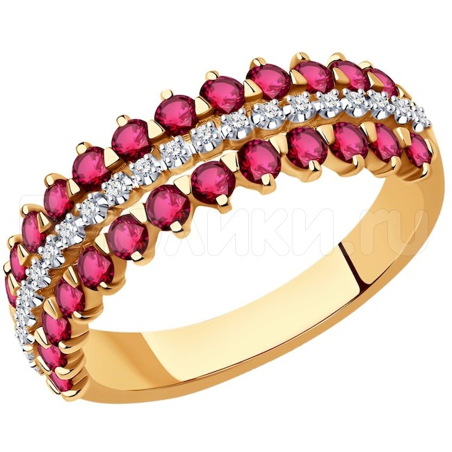 Кольцо из золота с бриллиантами и рубинами 4010703