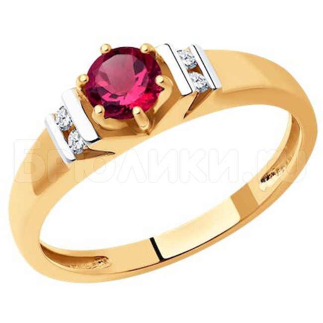 Кольцо из золота с бриллиантами и рубином 4010708