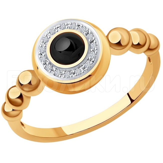 Кольцо из золота с бриллиантами и наношпинелью 6014213