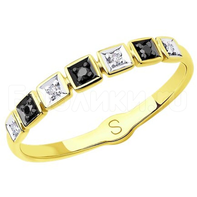 Кольцо из желтого золота с бриллиантами 7010054-2