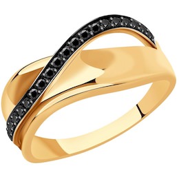 Кольцо из золота с родированием с бриллиантами 7010074