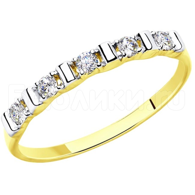 Кольцо из желтого золота с фианитами 81010415-2