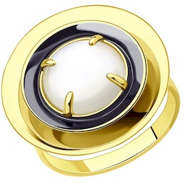 Кольцо из золочёного серебра с лунным камнем 83010116