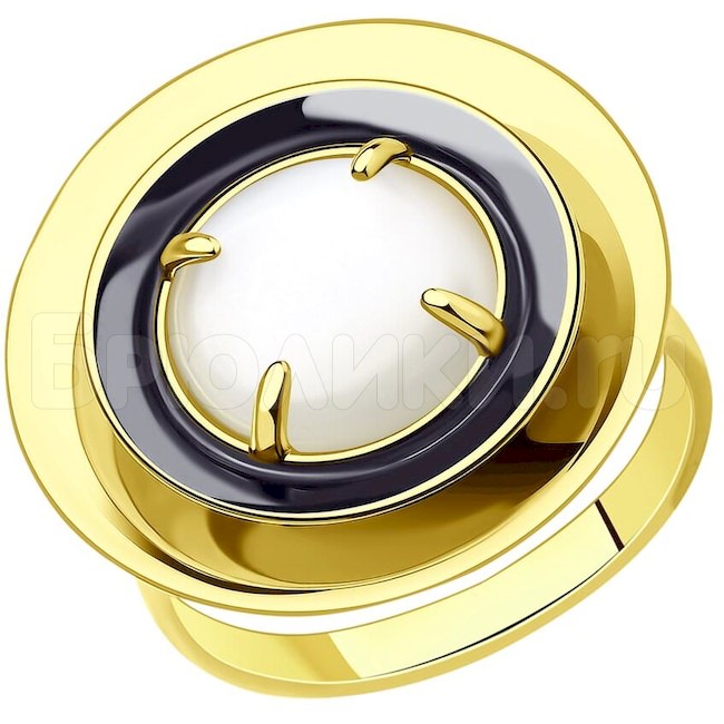 Кольцо из золочёного серебра с лунным камнем 83010116
