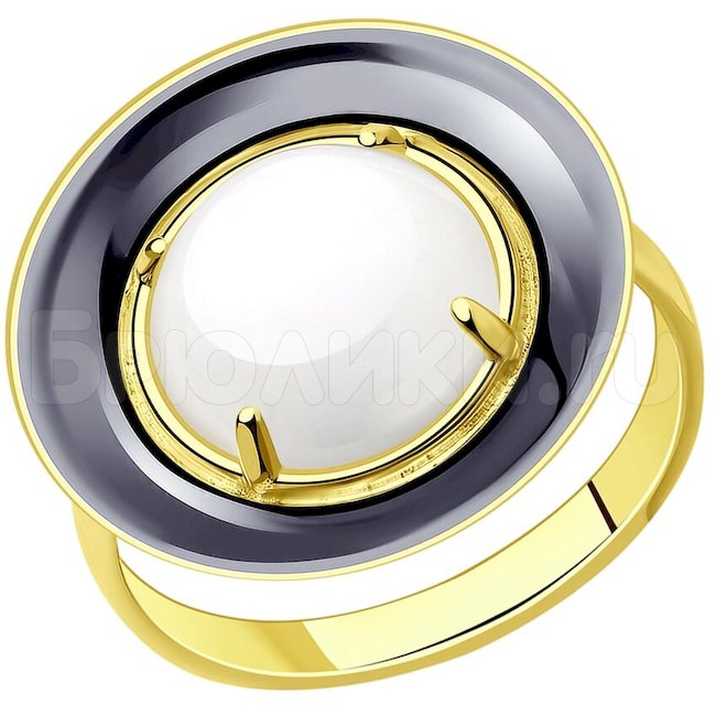 Кольцо из золочёного серебра с лунным камнем 83010121