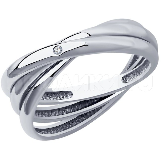 Кольцо из серебра с бриллиантом 87010080