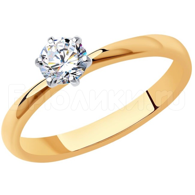 Кольцо из комбинированного золота с бриллиантом 9010071-37