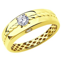 Кольцо из желтого золота с фианитами 018259-2