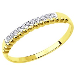 Кольцо из желтого золота с фианитами 018576-2