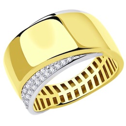 Кольцо из желтого золота с фианитами 018627-2