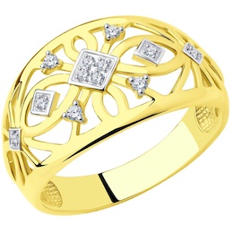 Кольцо из желтого золота с фианитами 018787-2