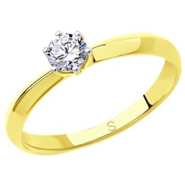 Кольцо из желтого золота с фианитом 019026-2
