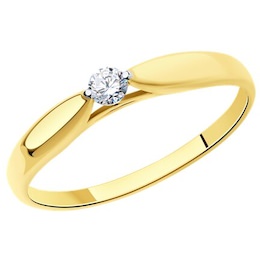 Кольцо из желтого золота с фианитом 019121-2
