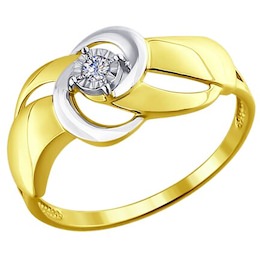 Кольцо из комбинированного золота с бриллиантом 1011421-2