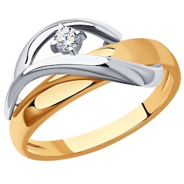 Кольцо из комбинированного золота с бриллиантом 1012247