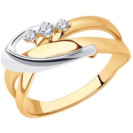 Кольцо из комбинированного золота с бриллиантами 1012251