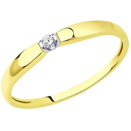 Кольцо из желтого золота с бриллиантом 1012263-2
