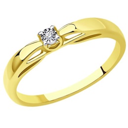 Кольцо из комбинированного золота с бриллиантом 1012273-2