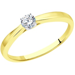 Кольцо из желтого золота с бриллиантом 1012289-2