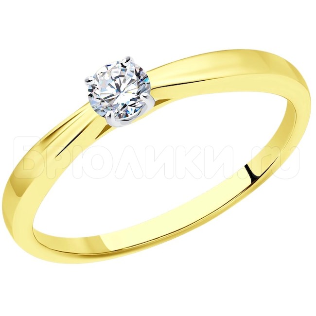 Кольцо из желтого золота с бриллиантом 1012289-2