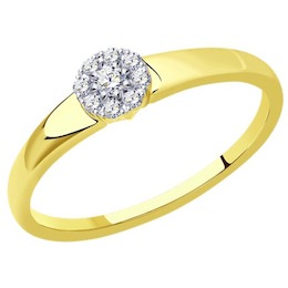 Кольцо из желтого золота с бриллиантами 1012294-2