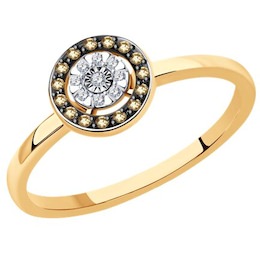 Кольцо из комбинированного золота с бриллиантами 1012295