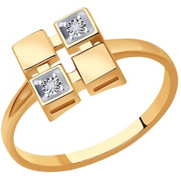 Кольцо из комбинированного золота с бриллиантами 1012315
