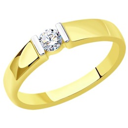 Кольцо из желтого золота с бриллиантом 1012316-2