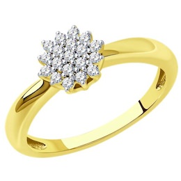 Кольцо из желтого золота с бриллиантами 1012317-2