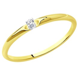Кольцо из желтого золота с бриллиантом 1012343-2