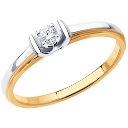 Кольцо из комбинированного золота с бриллиантом 1012351