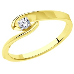 Кольцо из желтого золота с бриллиантом 1012361-2