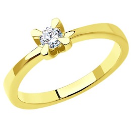 Кольцо из желтого золота с бриллиантом 1012365-2