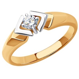 Кольцо из комбинированного золота с бриллиантом 1012375