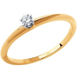 Кольцо из комбинированного золота с бриллиантом 1012379
