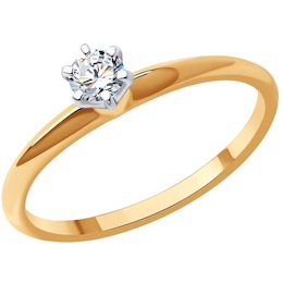 Кольцо из комбинированного золота с бриллиантом 1012388-66