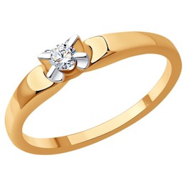 Кольцо из золота с бриллиантом 1012389