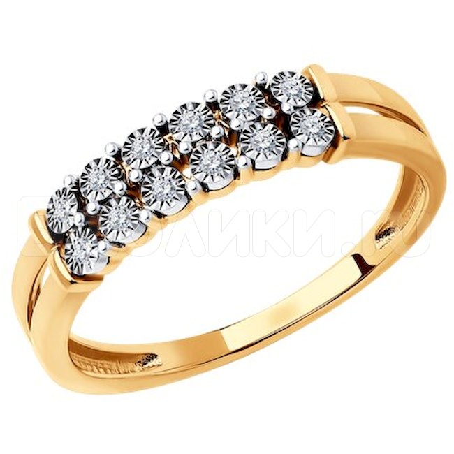 Кольцо из комбинированного золота с бриллиантами 1012404