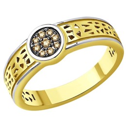 Кольцо из желтого золота с бриллиантами 1012424-2