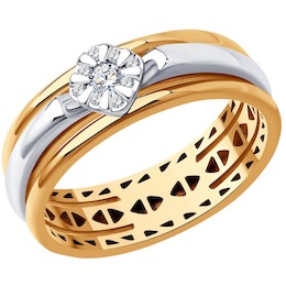 Кольцо из комбинированного золота с бриллиантами 1012431
