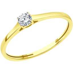 Кольцо из желтого золота с бриллиантом 1012443-2