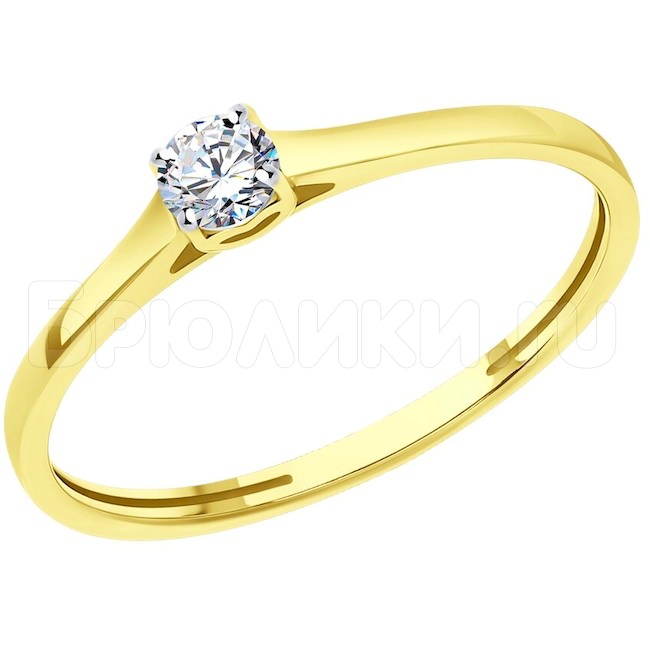 Кольцо из желтого золота с бриллиантом 1012443-2
