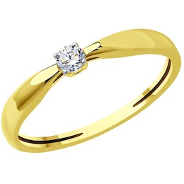 Кольцо из желтого золота с бриллиантом 1012444-2