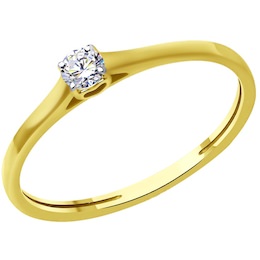 Кольцо из желтого золота с бриллиантом 1012446-2
