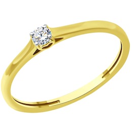 Кольцо из желтого золота с бриллиантом 1012447-2