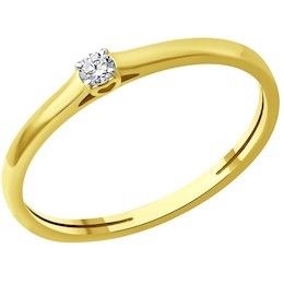 Кольцо из желтого золота с бриллиантом 1012448-2