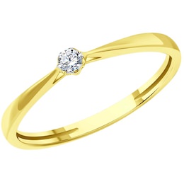 Кольцо из желтого золота с бриллиантом 1012452-2