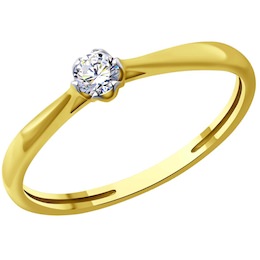 Кольцо из желтого золота с бриллиантом 1012464-2