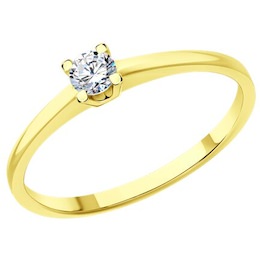 Кольцо из желтого золота с бриллиантом 1012471-2