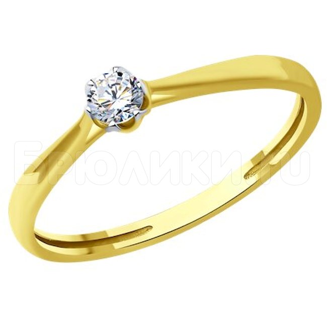 Кольцо из желтого золота с бриллиантом 1012481-2